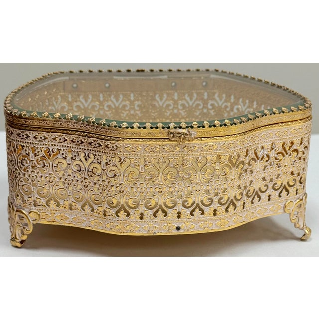 Mid 20th Century Mid 20th Century Detailed Brass Jewelry Casket* For Sale - Image 5 of 6