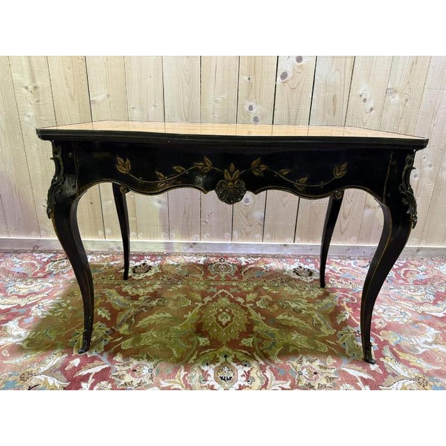 Brown Louis XV Style Console Table in Blackened Wood For Sale - Image 8 of 8