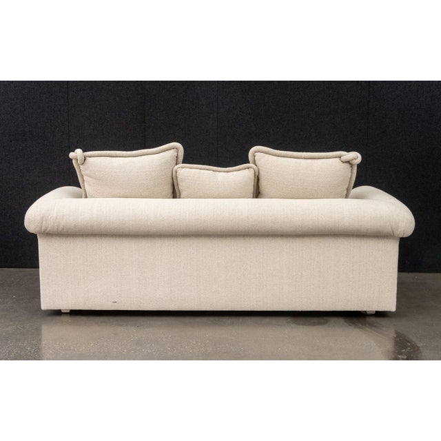 Textile Modern Beige Upholstered Three-Seat Sofa For Sale - Image 7 of 7