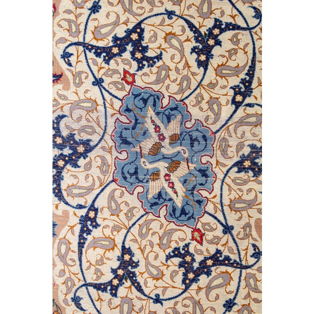 1970s Persian Isfahan Wool and Silk Hand Knotted Wall Hanging For Sale - Image 16 of 16
