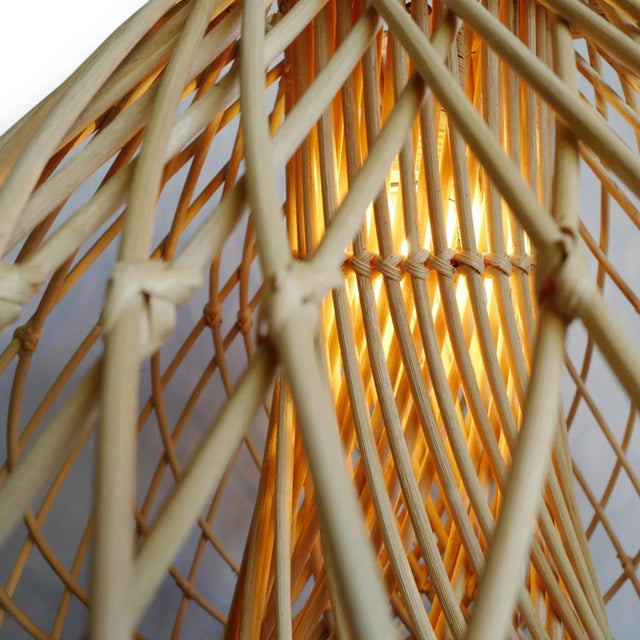 Contemporary Rattan Java Drop Pendant Light Large For Sale - Image 4 of 12