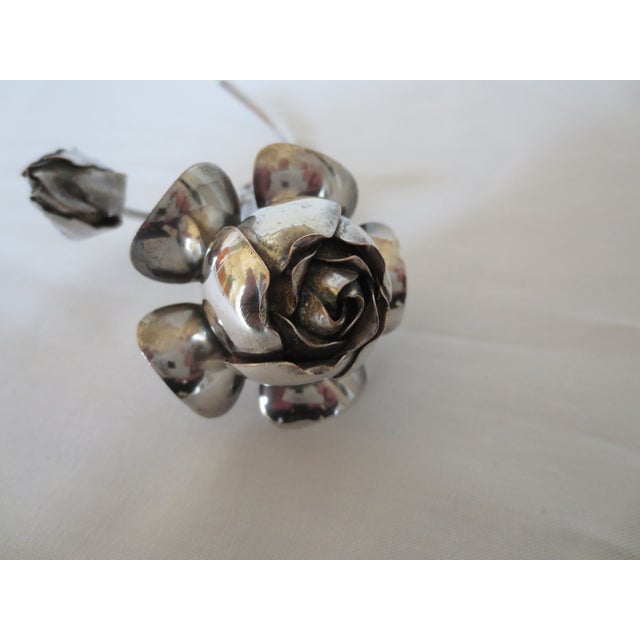 Traditional Keepsake Silverplate Rose and Rosebud With Leaves For Sale - Image 3 of 4