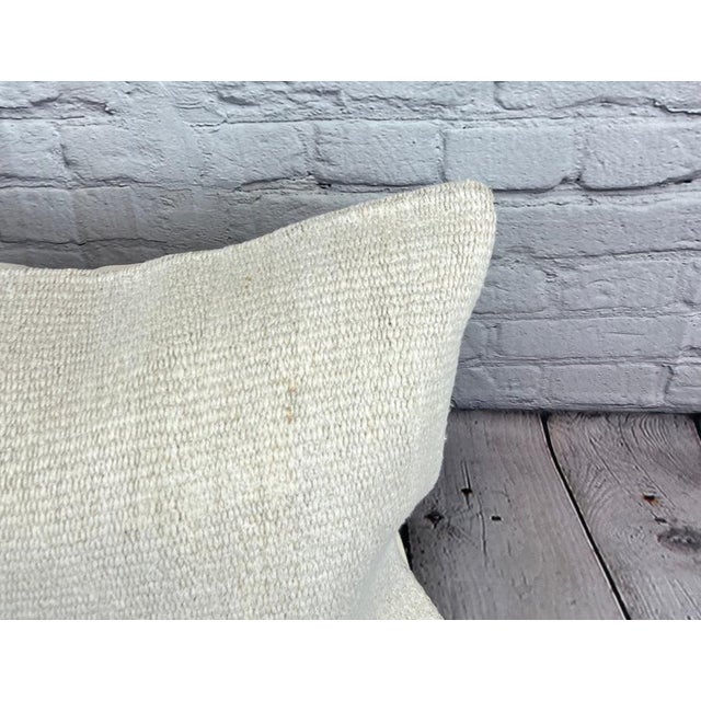 Turkish 16 x 24 Hemp Pillow Turkish Cushion Natural White Pillow Cushion Cover For Sale - Image 3 of 4