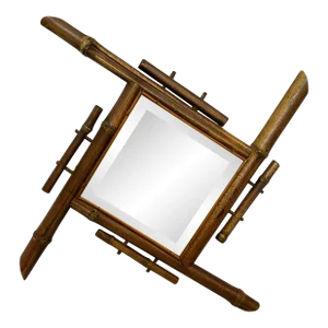 1920s French Bamboo / Rattan Mirror
