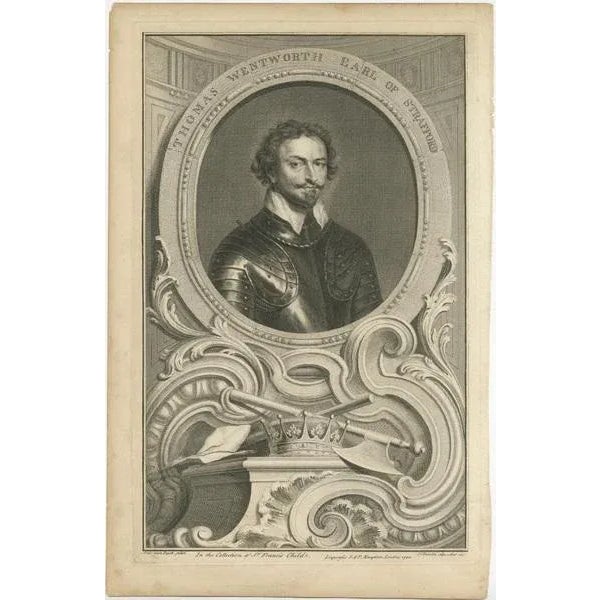 Jacobus Houbraken, Portrait of Thomas Wentworth, 1st Earl of Strafford, Print For Sale - Image 4 of 6