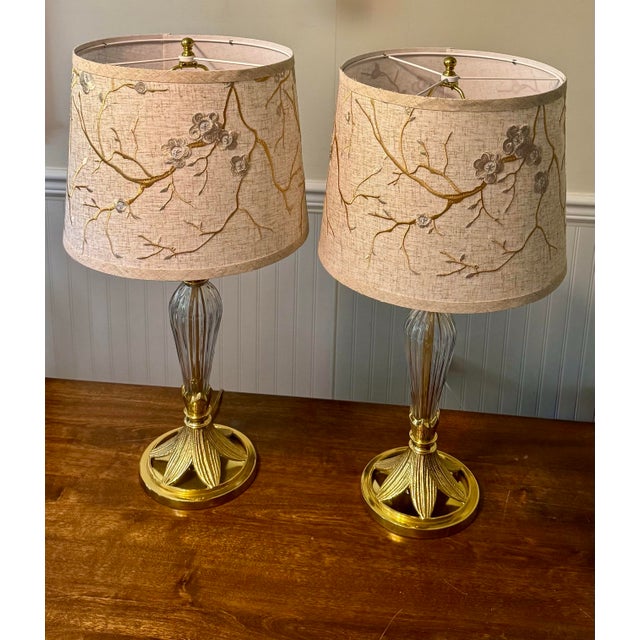 Mid-Century Modern Kaeder Leuchten Brass and Crystal Lamps For Sale - Image 3 of 12