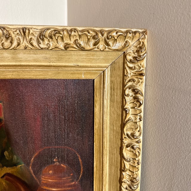 Wood Vintage French Still Life Painting Framed For Sale - Image 7 of 9