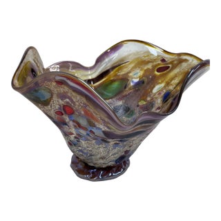 Circa 2001 Lucy Chamberlain Wavy-Rimmed Glass Bowl For Sale