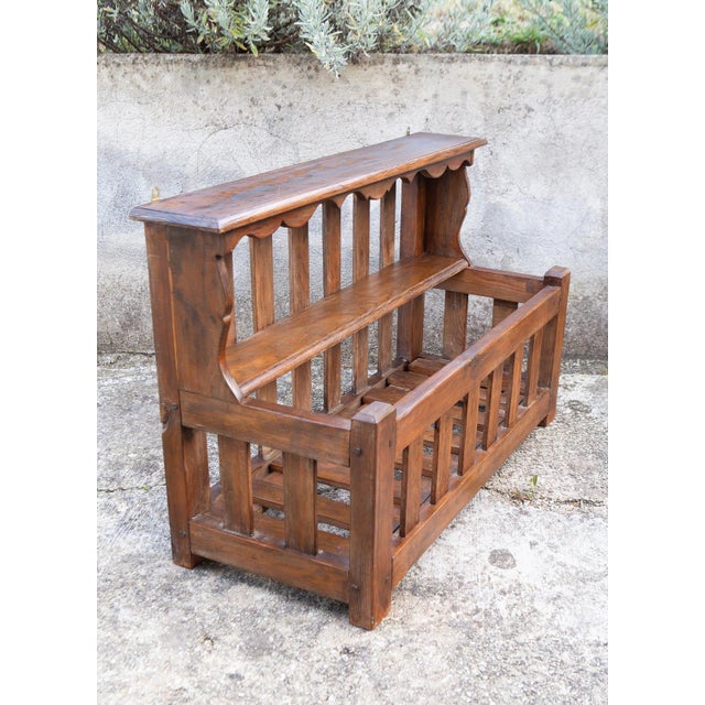 Vintage French Wall Shelf in Stained Pine, 1950 For Sale - Image 4 of 8