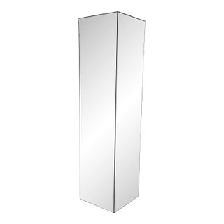 1970s Vintage Beveled Mirror Cube Pedestal For Sale