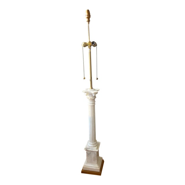 1960s Marbro Lamp Company Italian Alabaster Greek Column Marble Floor Lamp For Sale
