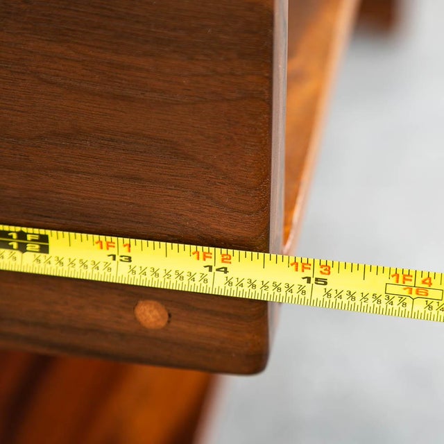 Mid Century Danish Modern Console Table Entryway Storage Walnut Shelving MCM For Sale - Image 11 of 11