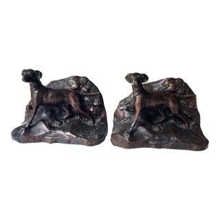 1920s Pointer Breed Dog Bookends by Jennings Brothers For Sale