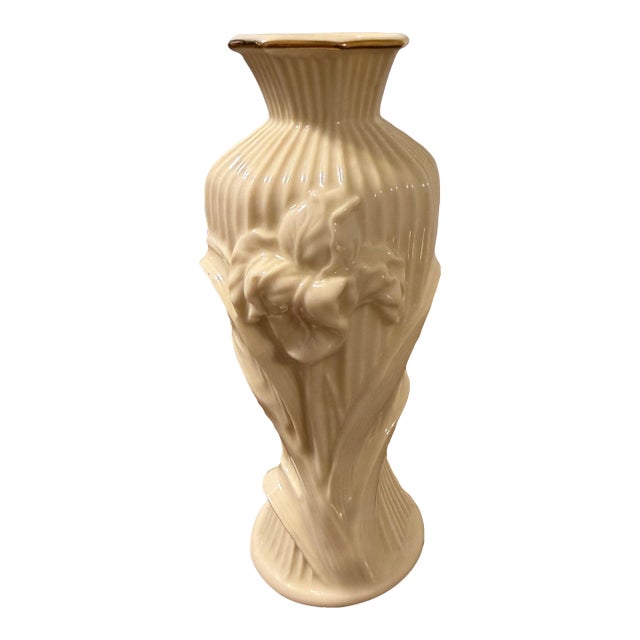Late 20th Century Lenox Raised Iris Bud Vase For Sale