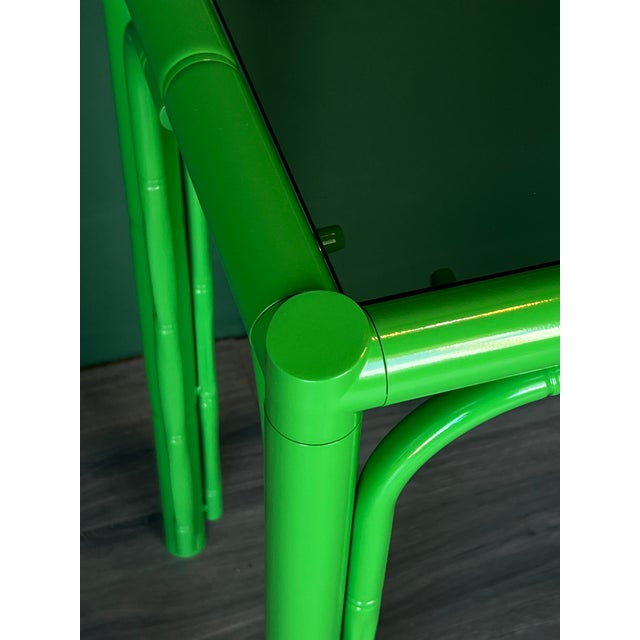 Late 20th Century Faux Bamboo High Gloss Green Lacquered Console For Sale - Image 12 of 16