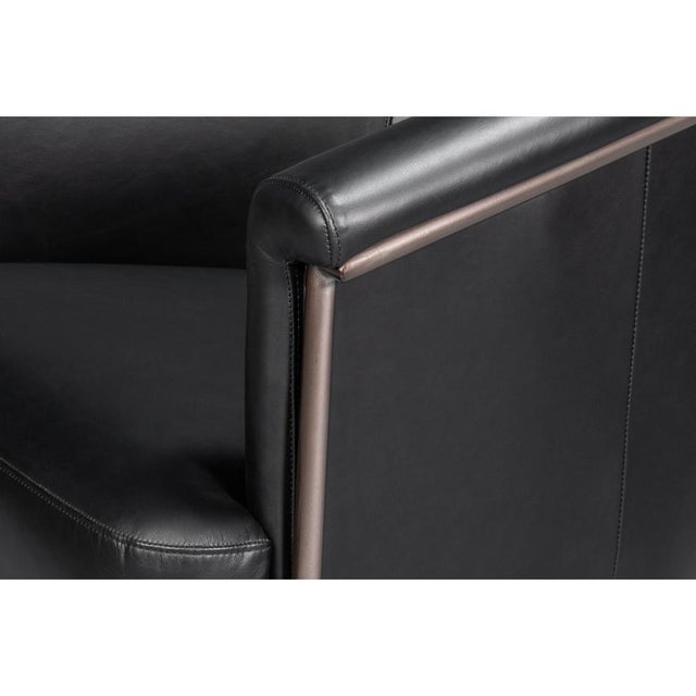 Black Black Leather Tub Chair For Sale - Image 8 of 11