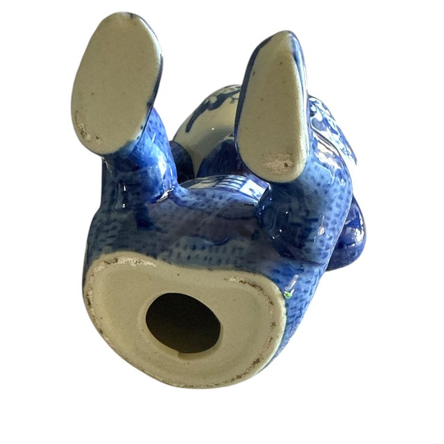 Blue Vintage Blue & White Porcelain “Bar Monkey” Chinoiserie Bowl, 7.75” Tall For Sale - Image 8 of 8