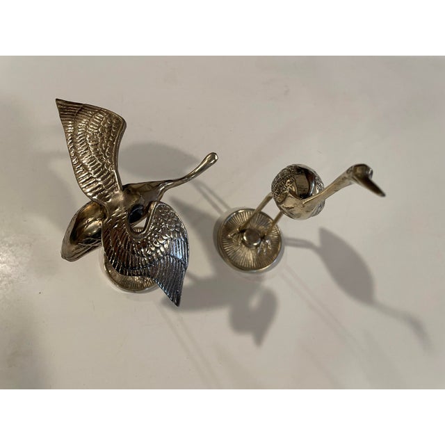 Vintage Brass Crane Figurines-Pair For Sale - Image 6 of 12