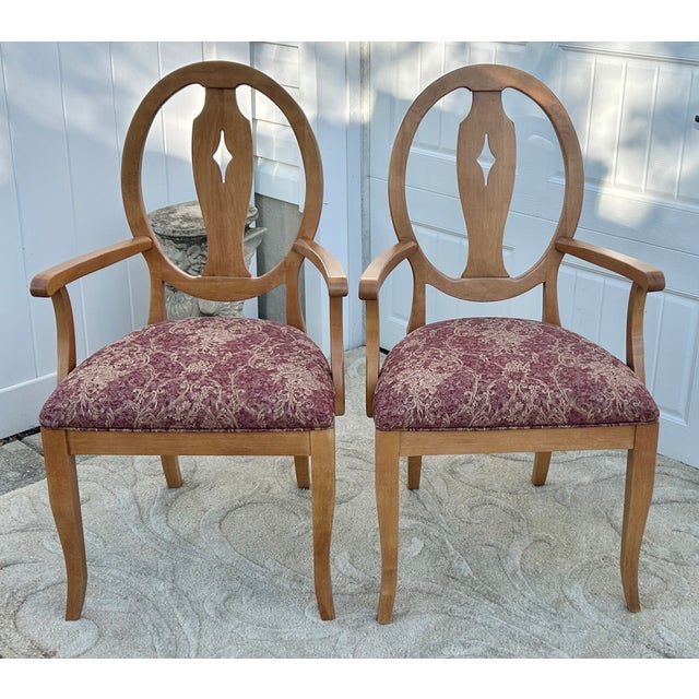 Vtg. Set of Six Ethan Allen Shield Back Transitional Style Dining Chairs For Sale - Image 11 of 17