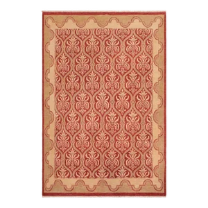 Oriental Ziegler Red Beige Hand-Knotted Wool Rug - 7'10'' X 9'9''