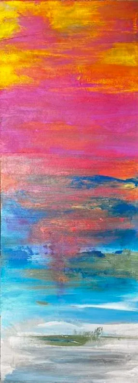 Sunset Reflections, Original Abstract Landscape Painting