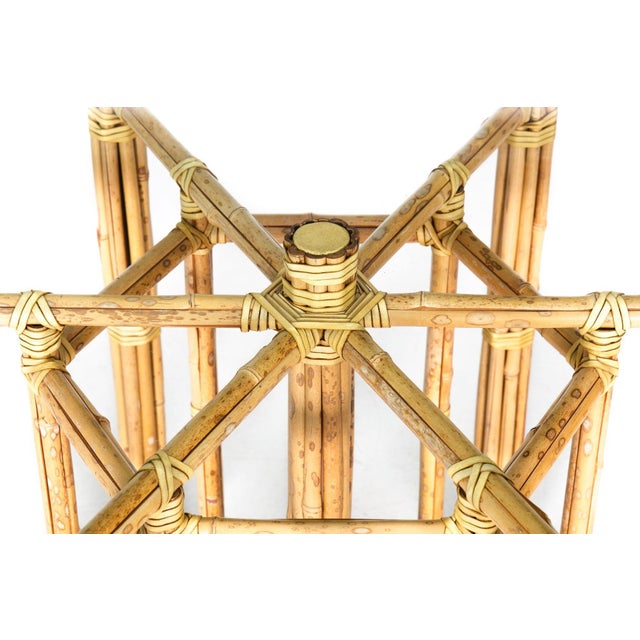 Wood Set of Five Cerused Rattan Dining Chairs With Bamboo Table by McGuire For Sale - Image 7 of 12