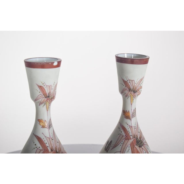 Orange Round Porcelain Jugs with Polychrome, 1950s, Set of 2 For Sale - Image 8 of 10