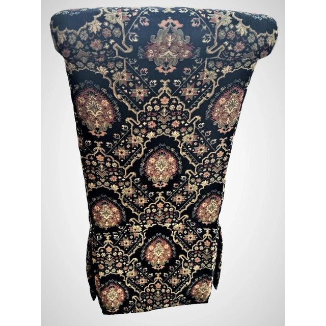 Black Pair of Spanish and Moorish Style Tapestry Upholstered Accent Chairs For Sale - Image 8 of 10