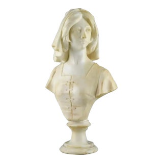 Italian Alabaster Bust of a Young Woman, Circa 1900 For Sale
