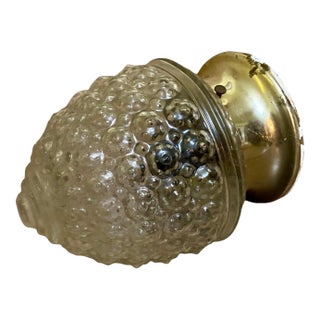 Vintage Art Deco Style Bubble Globe Shade & Brass Base Flush Mount Lamp Shade For Sale
