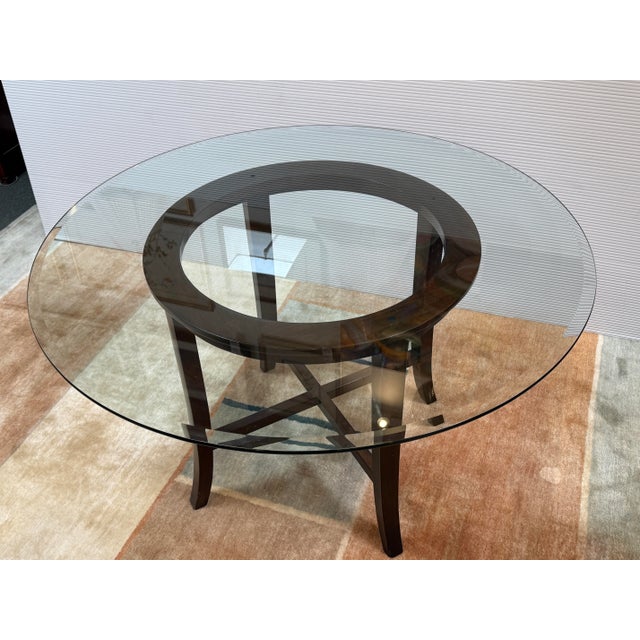 Crate & Barrel Halo Glass + Wood Dining Table For Sale - Image 12 of 12