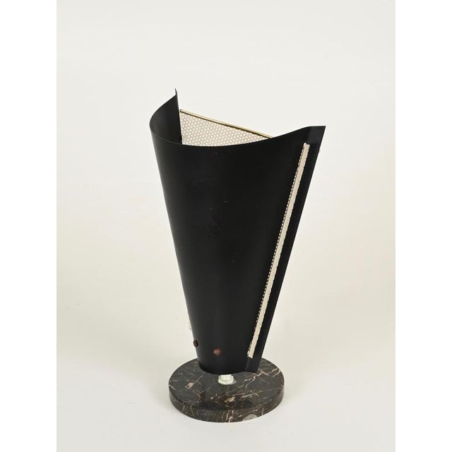 Black Table Lamp in Marble, Brass and Metal attributed to A. Lelli for Stilnovo, Italy, 1950s For Sale - Image 8 of 14