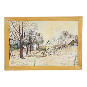 Alexander Michael Oil Painting of a Winterly Farmyard