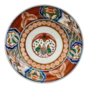 1900s Imari Footed Decorative Porcelain Bowl Hand Painted