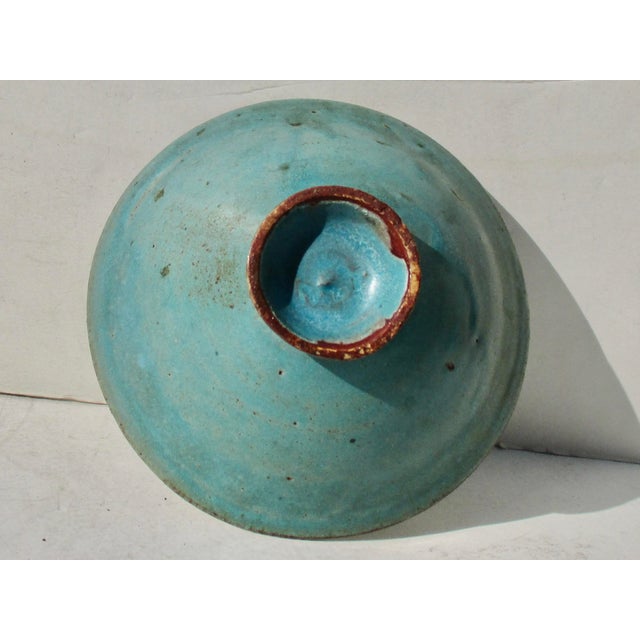 Teal Blue Glazed Art Bowl Circa 1990s For Sale In New York - Image 6 of 8