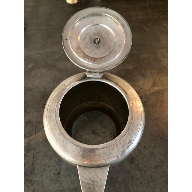 Silver 1930s Art Deco Sheffield Hammered Pewter Teapot For Sale - Image 8 of 9