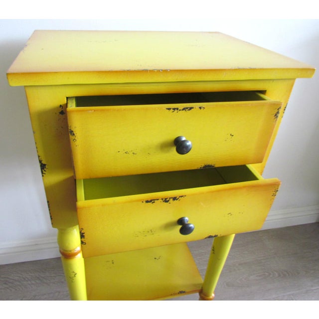 2 Drawer Yellow Distressed Accent Table Chairish