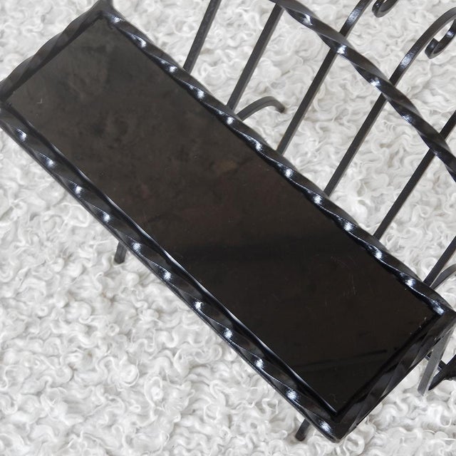 Wrought Iron Magazine Rack with Side Table, France, 1950s For Sale - Image 11 of 13