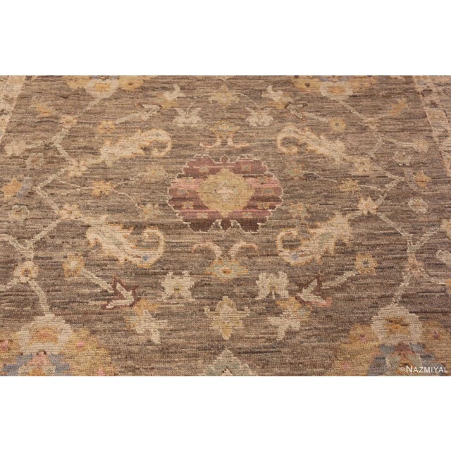 Earthy Room Size Contemporary Modern Turkish Oushak Design Area Rug For Sale - Image 4 of 7