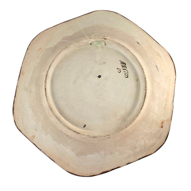 Mexican Tonala Pottery Platter Bird Low Bowl Centerpiece 13" For Sale In San Francisco - Image 6 of 7