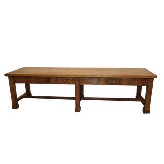 Large Community Table in Walnut and Oak For Sale