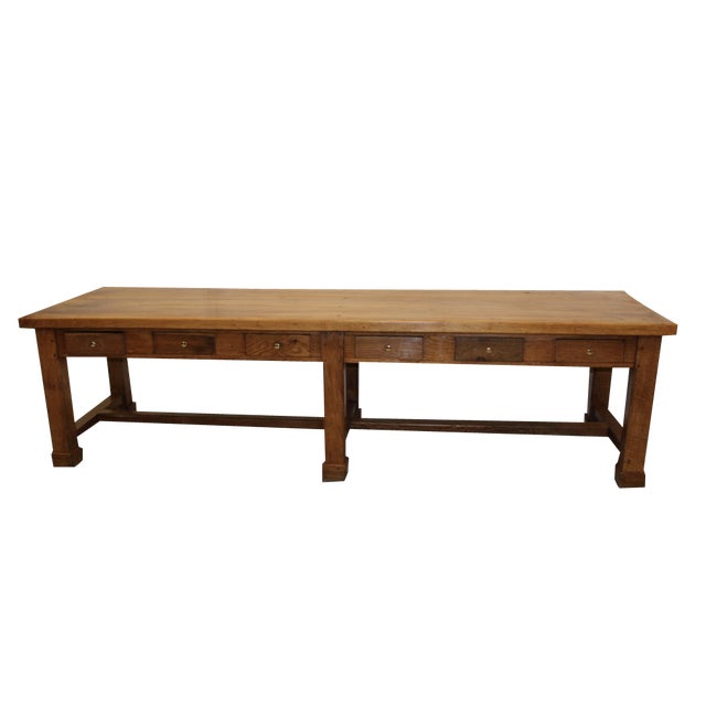 Large Community Table in Walnut and Oak For Sale