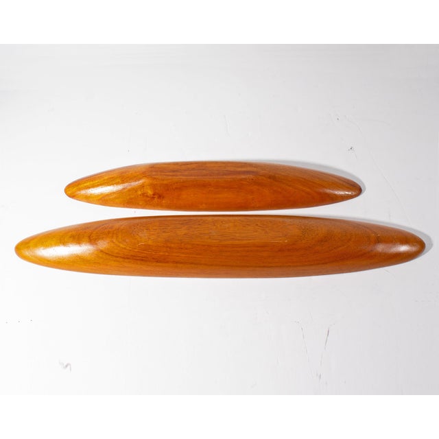 Brown Mid-Century Wooden Canoe-Shaped Bowls For Sale - Image 8 of 8