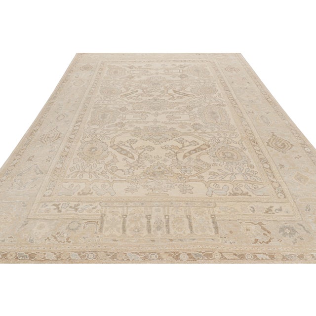 2010s Rug & Kilim’s Oushak Style Rug in Cream, White, Beige Geometric Floral Patterns For Sale - Image 5 of 7