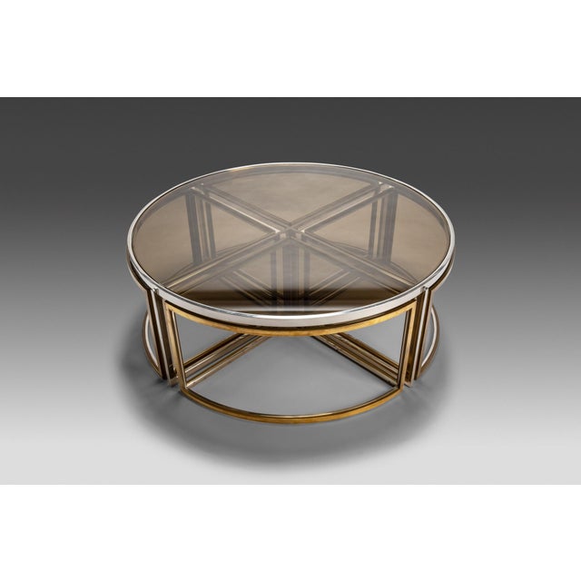 Low Circular Table in Brass and Glass by Jean Charles, France, 1970s For Sale - Image 4 of 11