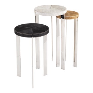 Regina Andrew Andres Hair on Hide Mixer Table Set, Polished Nickel For Sale