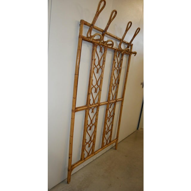 Light Yellow Vintage Bamboo and Wicker Wall Coat Rack, 1960s For Sale - Image 8 of 17
