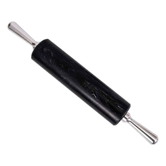 Marble Rolling Pin with Aluminum Handle Black For Sale