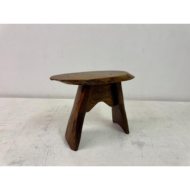 Mid-Century Rustic Wooden Slab Stool, 1960s For Sale - Image 3 of 14