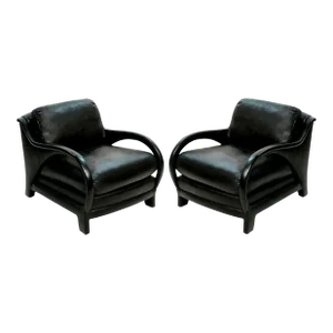 Black Leather Jay Spectre Tycoon Lounge Chairs - A Pair